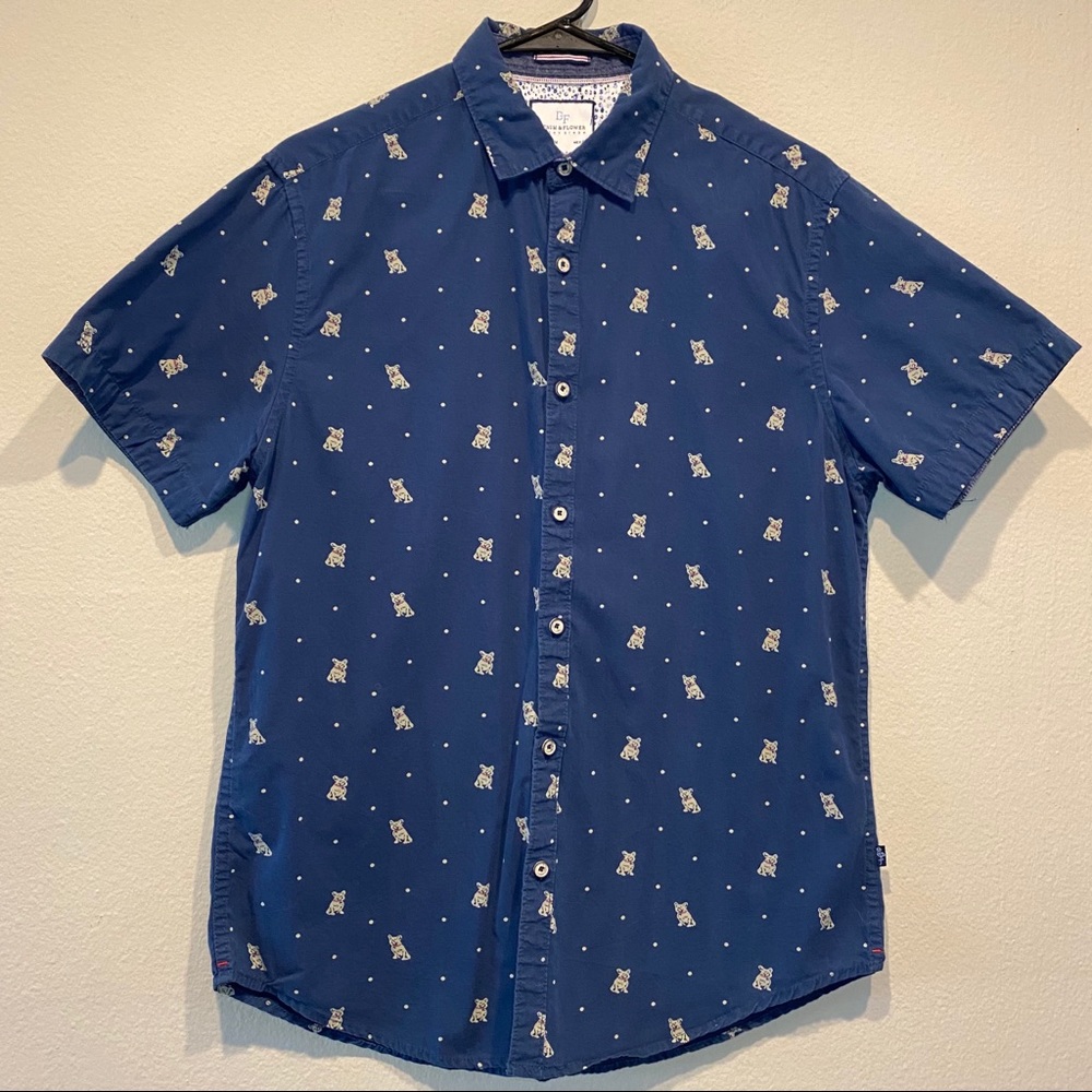 M 100% cotton Bulldog button down Denim & Flower
